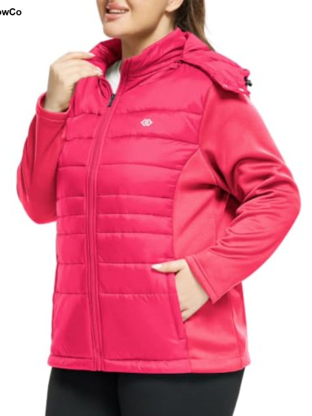 Plus Size Lightweight Puffer Jacket Fleece Lined Running Jacket
